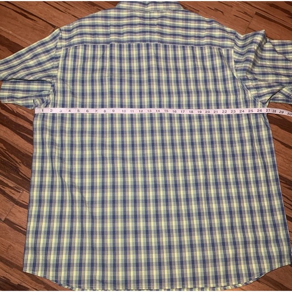 NEW Columbia Shirt Men's XXL GREEN BLUE Plaid Short Sleeve Collared Button Up - Picture 7 of 8